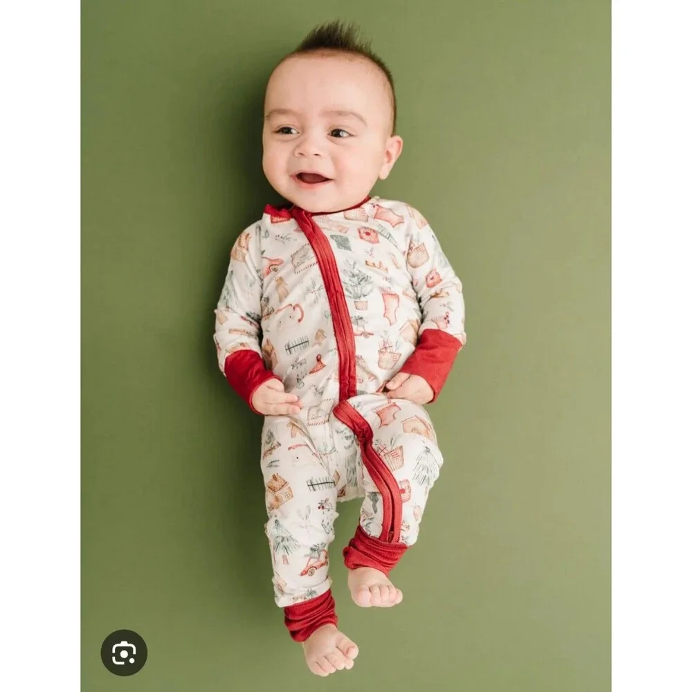 Little One Shop Red Merry Moments Christmas Bamboo Sleeper | 3-6 Months